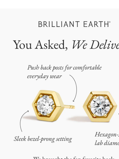 brilliantearth newsletter: Our best-selling studs are back