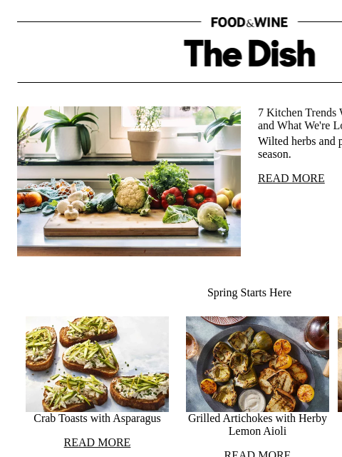 foodandwine newsletter: 7 Kitchen Trends We're Ditching This Spring