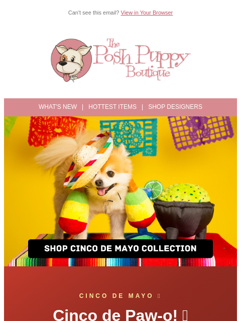 poshpuppyboutique newsletter: 🌮 Cinco de Paw-o! Tacos, Tequila & Avocado for Yo...