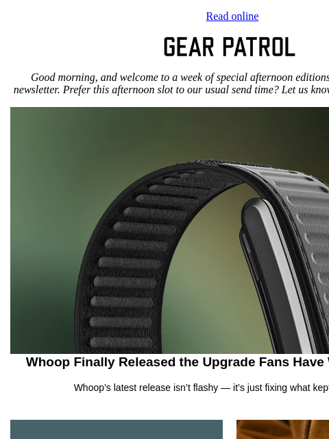gearpatrol newsletter: Whoop Finally Gives Us the Update We've Been Waiti...