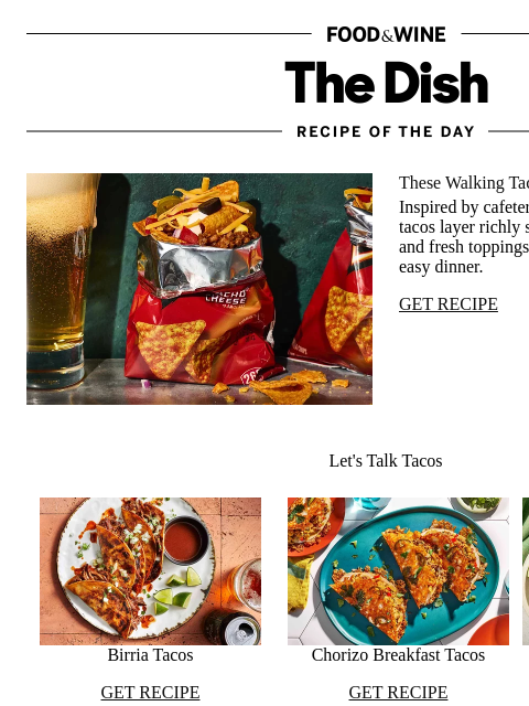 foodandwine newsletter: Walking Tacos