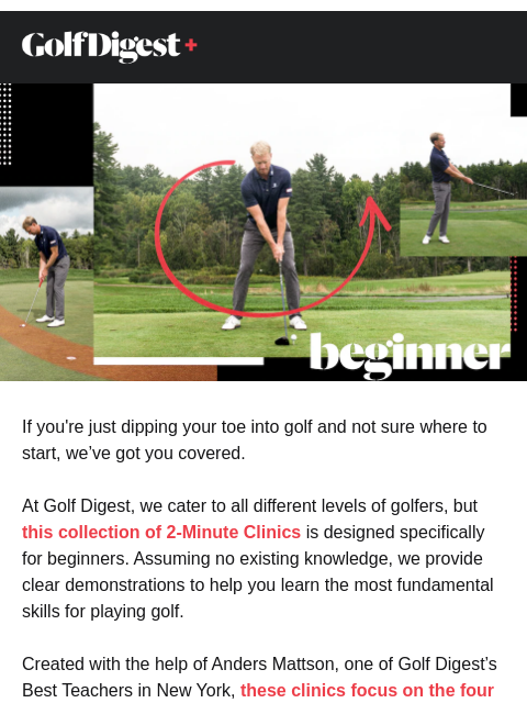 golfdigest newsletter: 4 shots every beginner needs to know