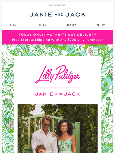 janieandjack newsletter: Final hours: free Mother's Day delivery