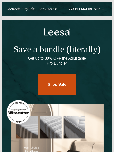 leesasleep newsletter: Get our best bundle setup for less