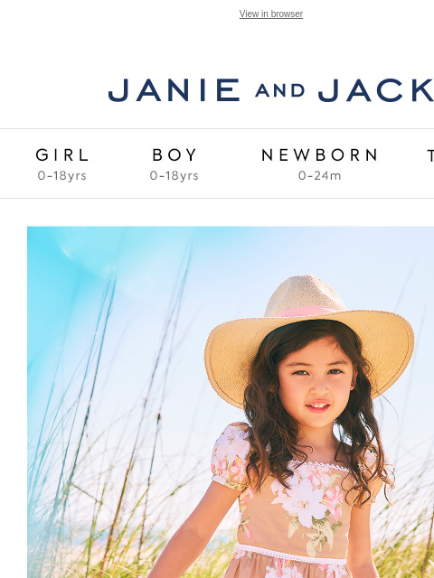 Breezy silhouette and sand-washed hues await. View in browser Stores Janie and Jack Girl Boy Newborn Tween Janie and Jack Girl Boy Newborn Tween Girl Boy Newborn Girl Newborn Boy Accessories Sale Gift