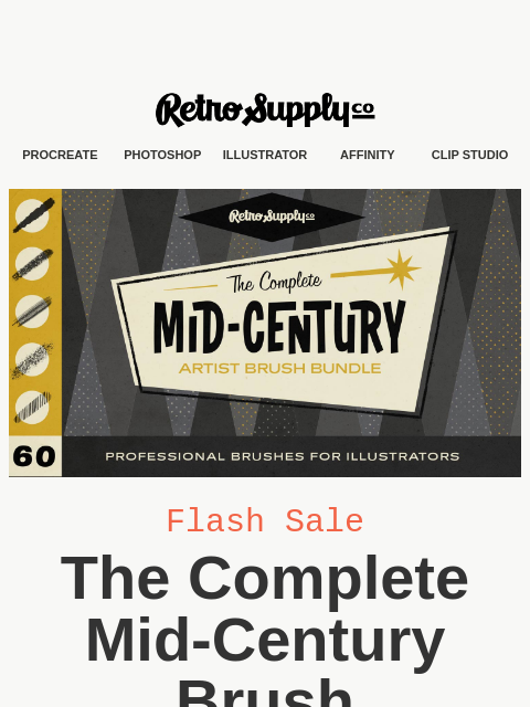 Bring your retro illustrations to life for just $29. The Complete Mid-Century Brush Collection is on sale but only until tomorrow night. ͏ ͏ ͏ ͏ ͏ ͏ ͏ ͏ ͏ ͏ ͏ ͏ ͏ ͏ ͏ ͏ ͏ ͏ ͏ ͏ ͏ ͏ ͏ ͏ ͏ ͏ ͏ ͏ ͏ ͏ ͏ ͏