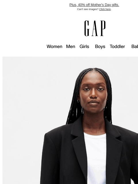 gap newsletter: BLACK, WHITE & DENIM