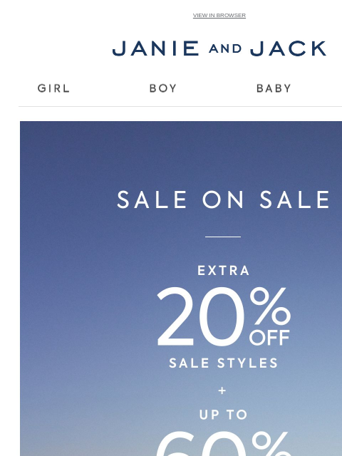 janieandjack newsletter: Sale on sale: up to 60% off