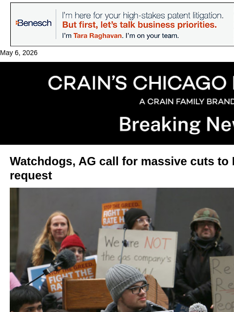 crainalerts newsletter: Peoples Gas faces pressure over rate hikes