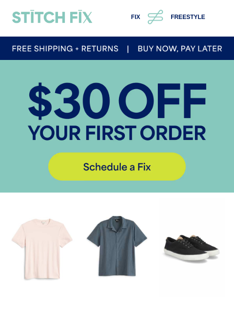 stitchfix newsletter: New here? Start with $30 off