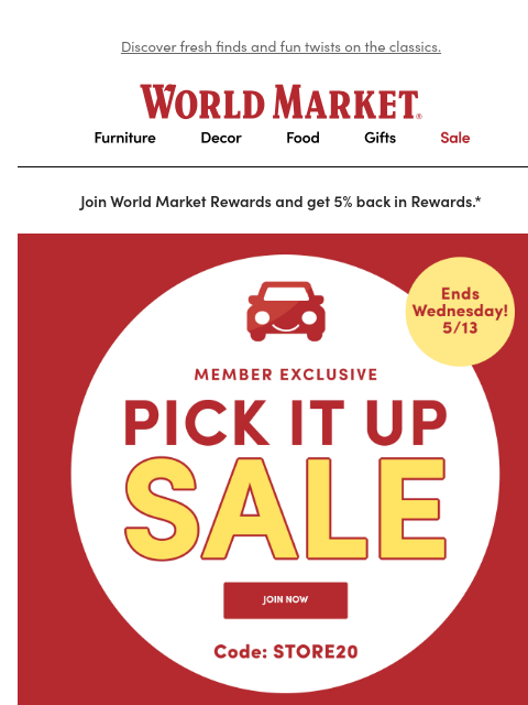emailworldmarket newsletter: ON POINT: New arrivals + 20% off 🥳
