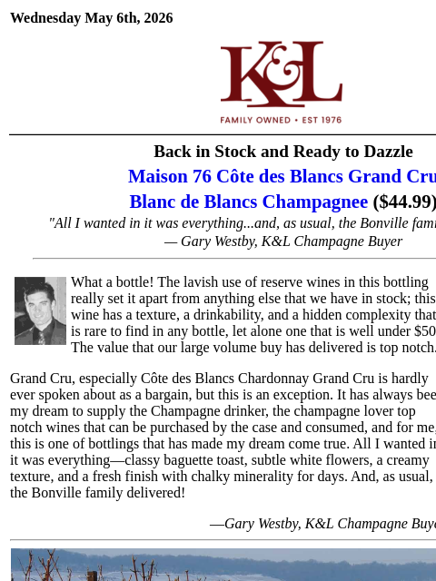 klwines newsletter: The Champagne that outsold everything in December 