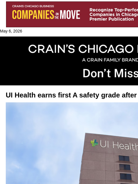 crainalerts newsletter: New hospital safety grades