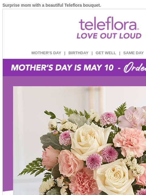 teleflora newsletter: Double Delight for Mom 🥰🌷 Enjoy 25% Off