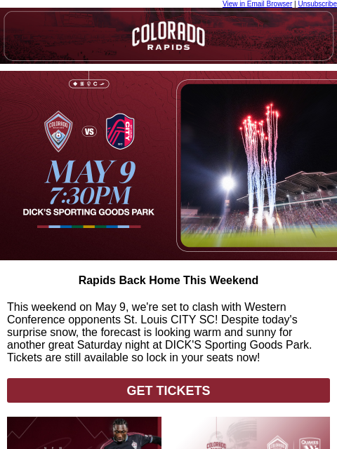 thecoloradorapids newsletter: The Rapids are back at home THIS SATURDAY!