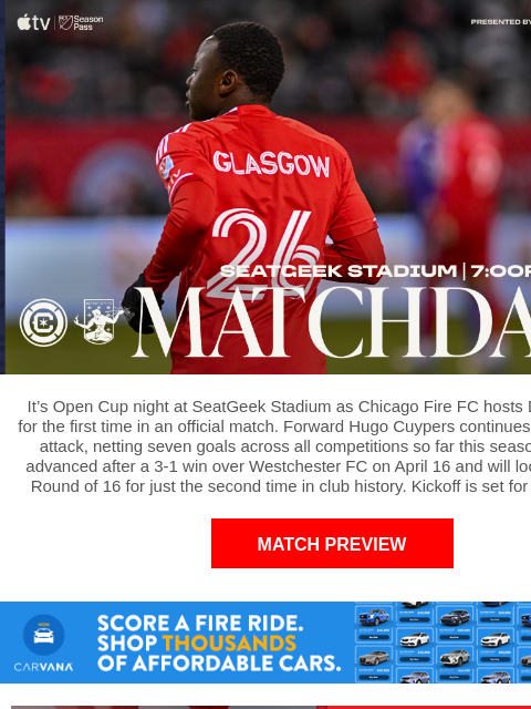 Watch the Fire in the US Open Cup at SeatGeek Stadium at 7:00 PM CT or join us at the Fire Pitch! Chi Vs Detroit CIty Open Cup It's Open Cup night at SeatGeek Stadium as Chicago Fire FC hosts