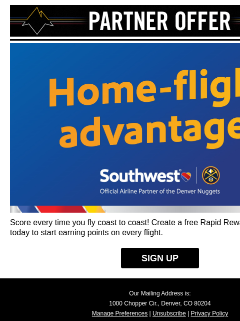 nuggets newsletter: Score more with the Official Airline Partner of th...