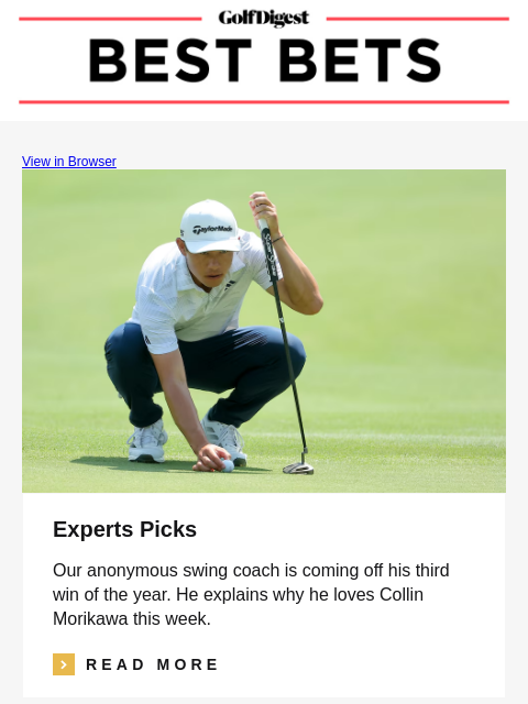 golfdigest newsletter: The sneaky reason you have to bet Collin Morikawa