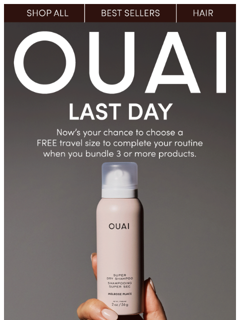 theouai newsletter: LAST DAY to get a free travel size