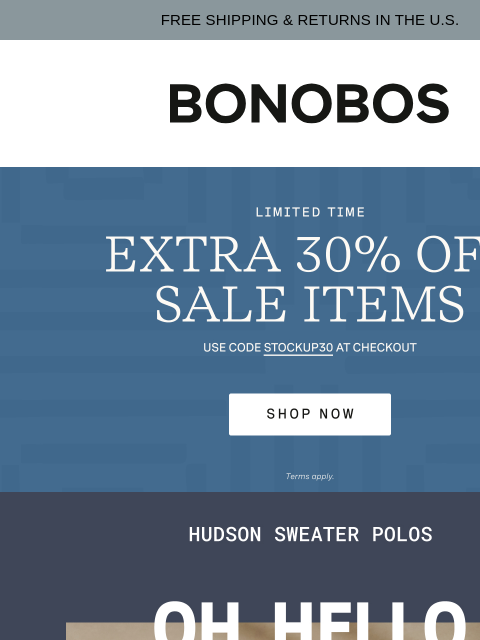 bonobos newsletter: Just In: New Hudson Sweater Polos