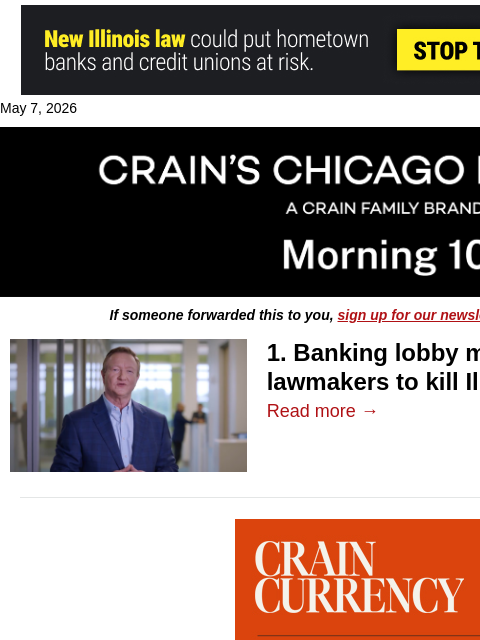 crainalerts newsletter: Banks launch last-ditch ad blitz​