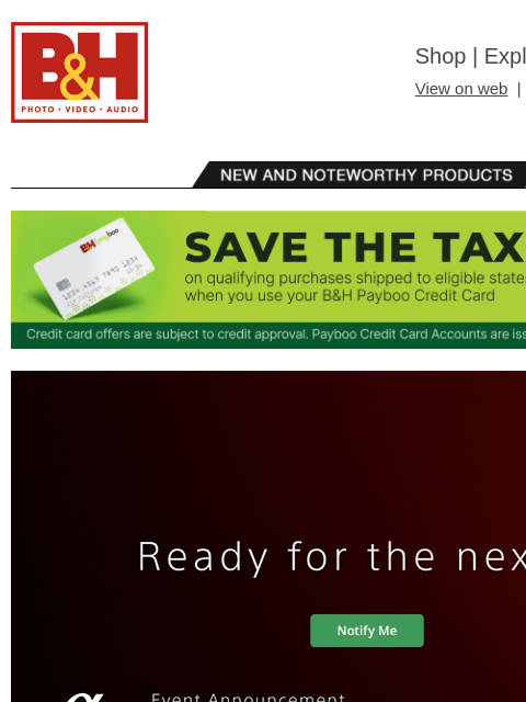 bhphotovideo newsletter: Teasers from Sony, Canon & Nikon + New Gear from A...