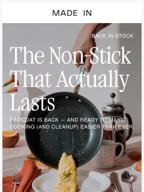 madeincookware newsletter: ProCoat Is Back in Stock