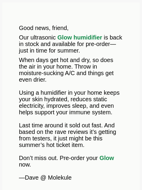 molekule newsletter: Is A/C Drying Out Your Air?