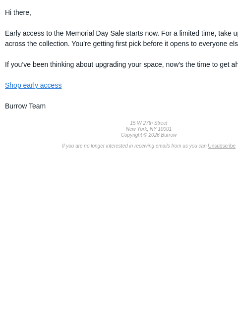 burrow newsletter: Up to 50% off starts now