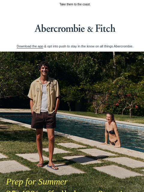 abercrombie newsletter: ALL shorts & swim are on sale.