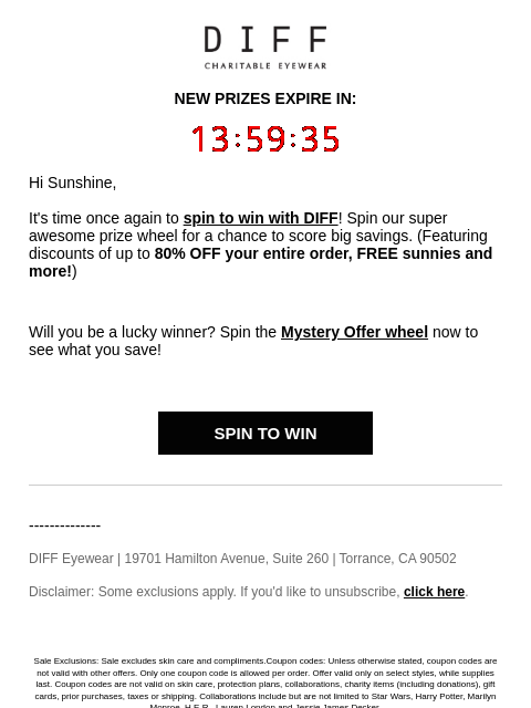 diffeyewear newsletter: Your Prize Awaits - Spin Now!