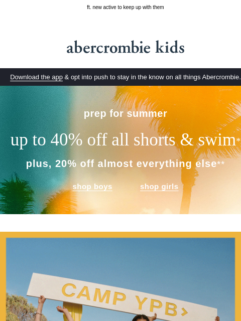 abercrombie newsletter: welcome to CAMP YPB!