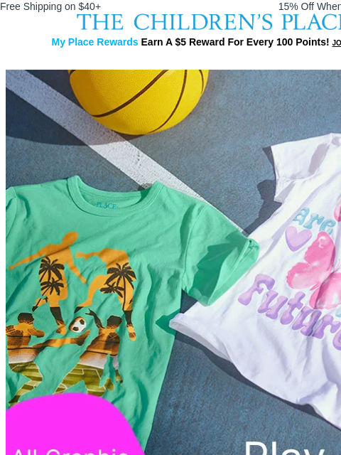 childrensplace newsletter: 🔥 Hot Deal! $4.99 All Graphic Tees!