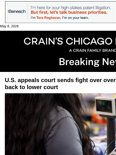 crainalerts newsletter: Appeals court sends back Illinois swipe fee law