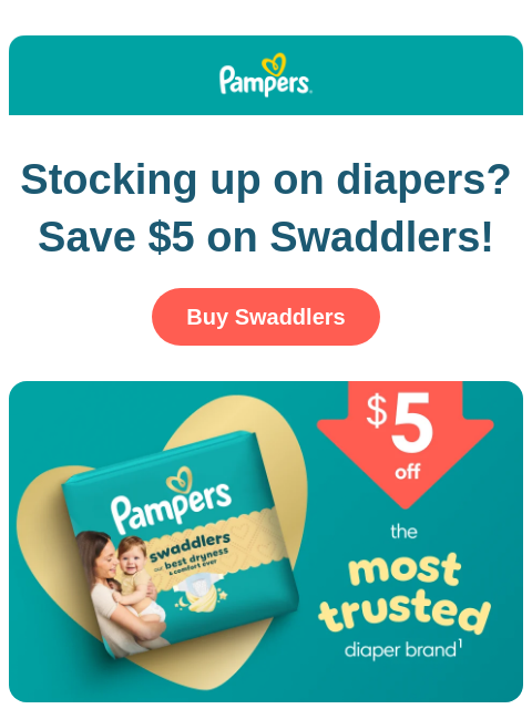 pampers newsletter: Save $5 on Swaddlers packs