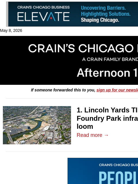 crainalerts newsletter: Foundry Park infrastructure questions loom