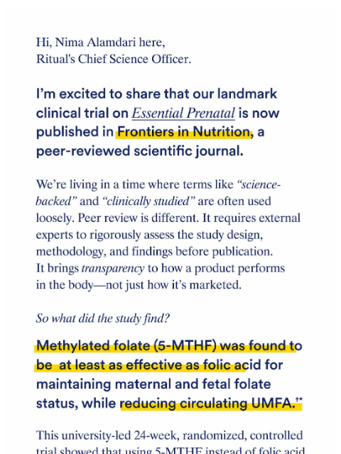 ritual newsletter: Our Essential Prenatal results are now published