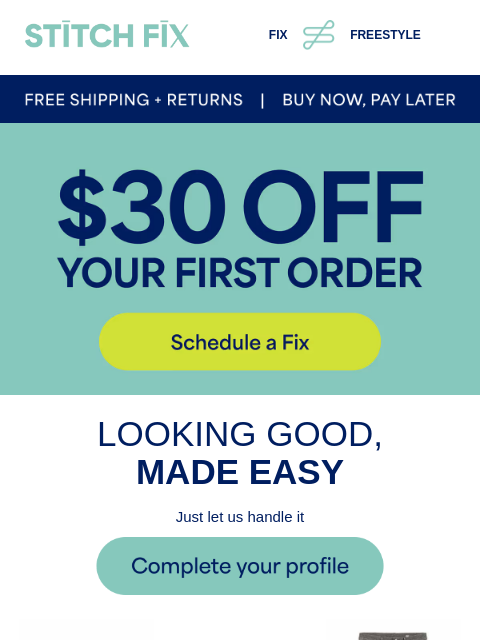 stitchfix newsletter: Now’s the time: $30 off your first order