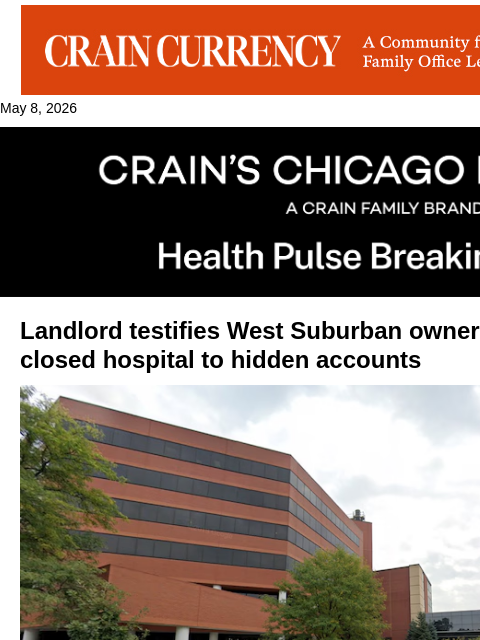 crainalerts newsletter: West Suburban fight goes to court