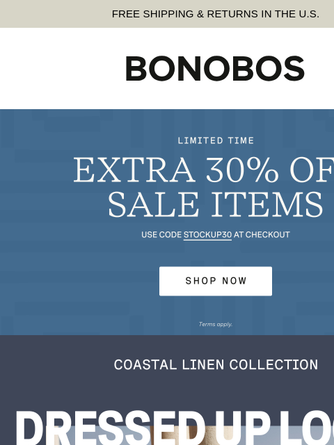 bonobos newsletter: Meet the New Coastal Linen Collection