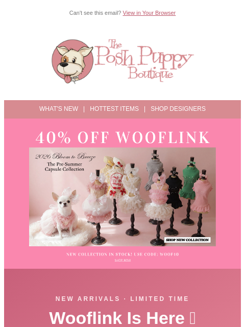 poshpuppyboutique newsletter: 🌸 New Wooflink Just Dropped — 40% Off!
