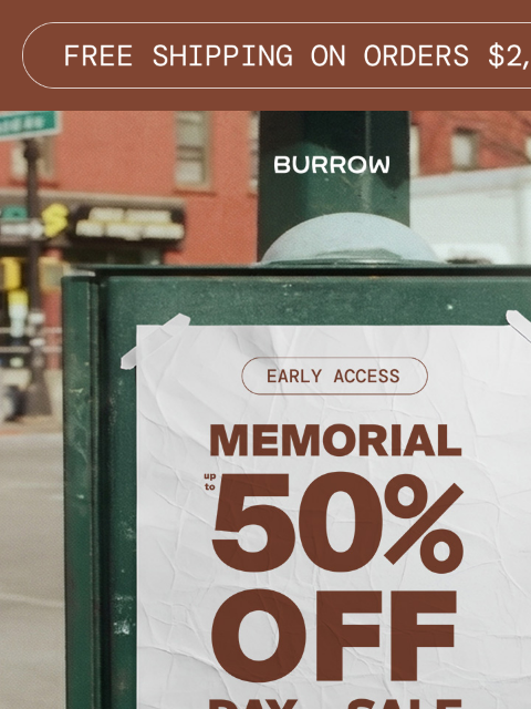 burrow newsletter: You’re invited early: up to 50% off