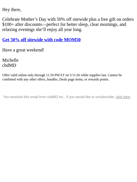 cbdmd newsletter: Guys, 50% Off + Free Gift Inside