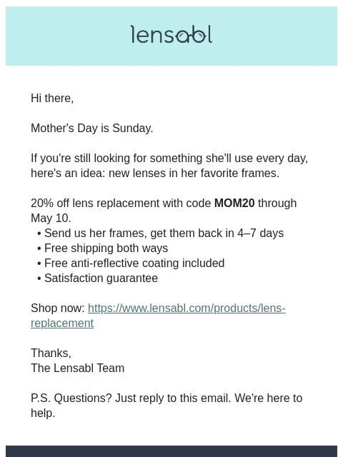 lensabl newsletter: Quick Mother's Day Idea