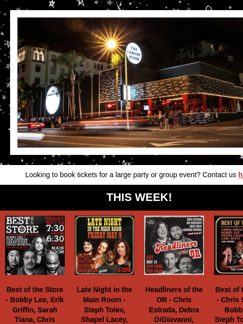 Whitney Cummings, Anthony Jeselnik, Bobby Lee, Erik Griffin, Steph Tolev, Robby Hoffman, Chris Estrada, Neal Brennan, Frankie Quinones, Shapel Lacey +more! Looking to book tickets for a large party or