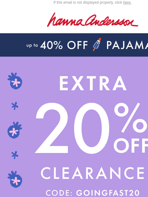 hannaandersson newsletter: Starts Now: Extra 20% Off Clearance 🥳