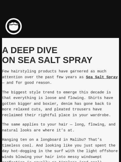 beardbrand newsletter: Is Sea Salt Spray right for your hair?