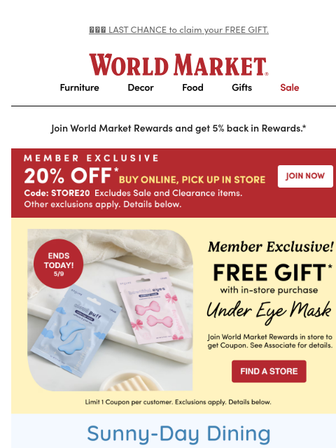 emailworldmarket newsletter: 👋 All hands on deck! Score a new outdoor dining s...