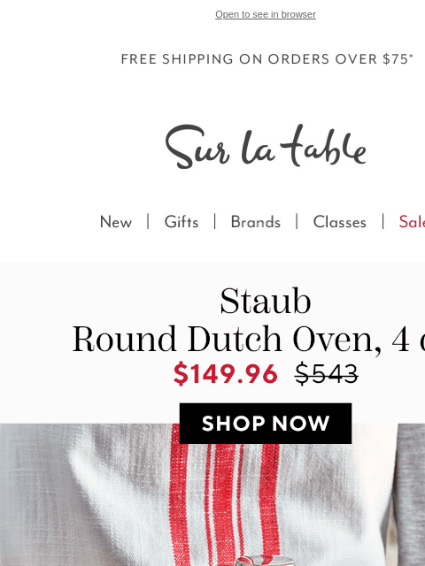 surlatable newsletter: 70% off Staub (yes, you read that right).