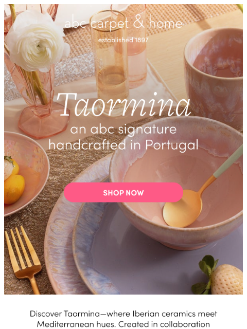 abchome newsletter: Spotlight On: Taormina Tableware